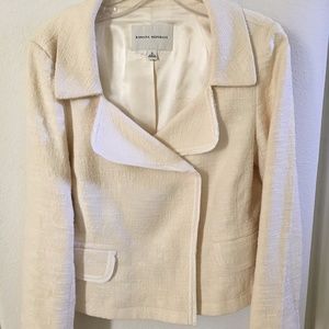 Banana Republic Ivory Textured Crop Jacket